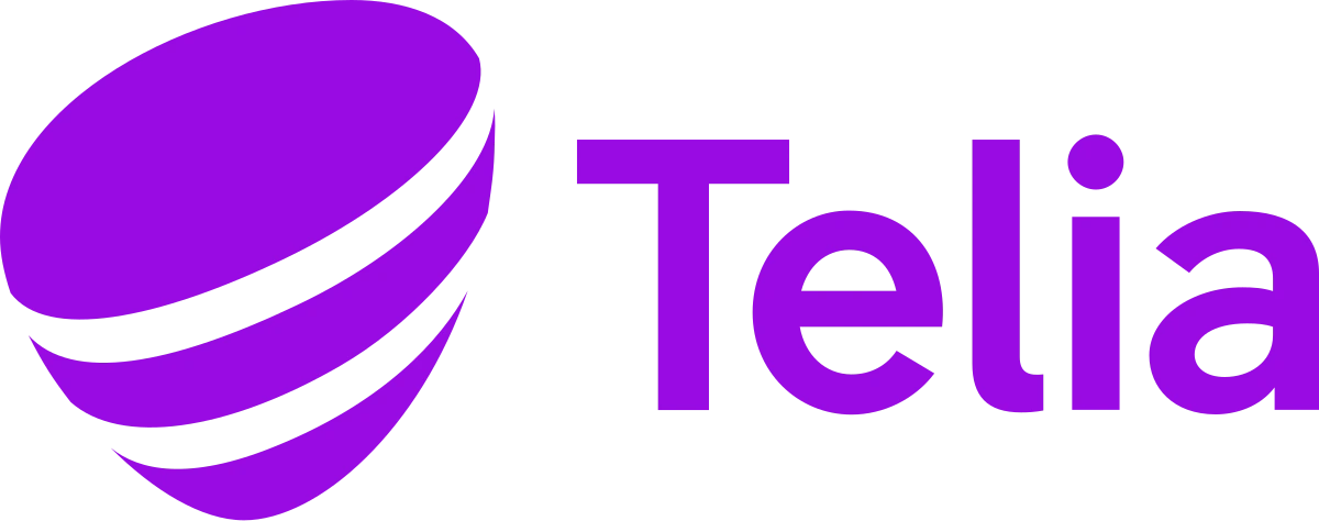 Telia's logo: sleek design featuring the company name in bold, modern typography, representing a telecommunications company.
